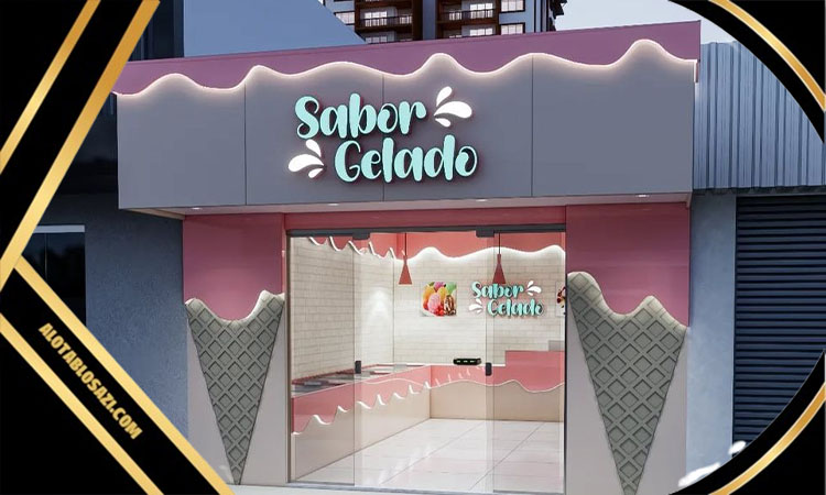 تابلو بستنی فروشی چلنیوم دوبل پلکسی